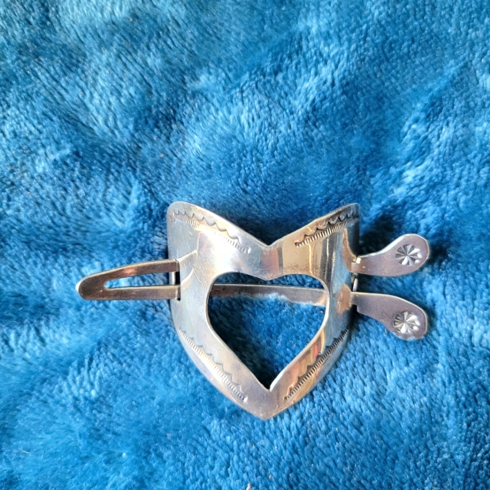 Sterling silver heart and arrow barrette for hair